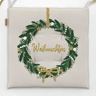 Sitzkissen Weihnachtskranz Glitzer