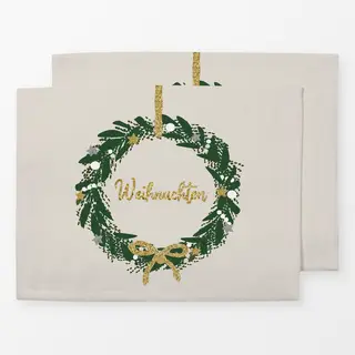 Tischset Weihnachtskranz Glitzer