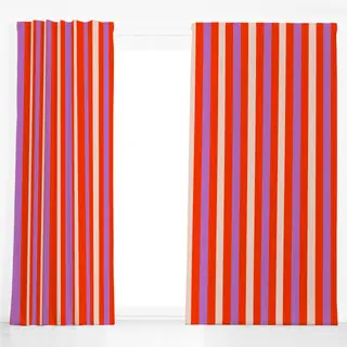 Dekovorhang Streifen Rot Lila Beige