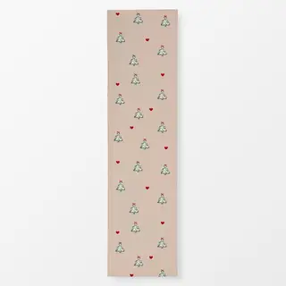 Tischläufer Weihnachtsbaum Herzen Beige