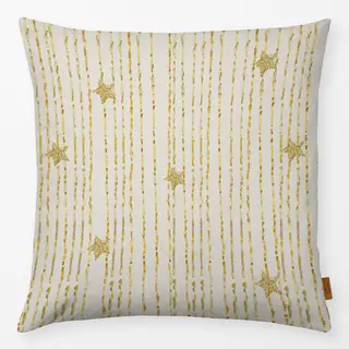 Kissen Lametta Sterne Gold Beige