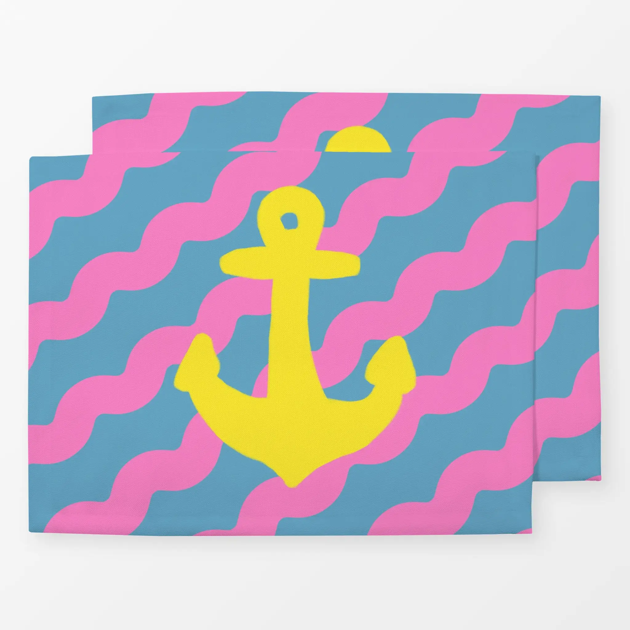 Tischset Anker Gelb Wellen Pink Blau, gemustert, Sommer, von Alisa Knöß