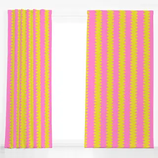 Dekovorhang Wellen Streifen Pink Gelb