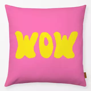 Kissen WOW Gelb Auf Pink