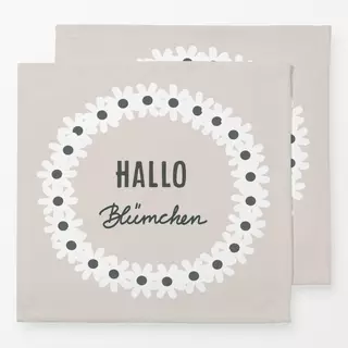 Servietten Hallo Blümchen Kranz Beige