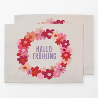 Tischset Hallo Frühling Blumenkranz