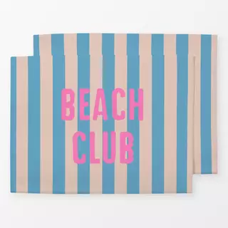 Tischset Beach Club Auf Streifen Blau