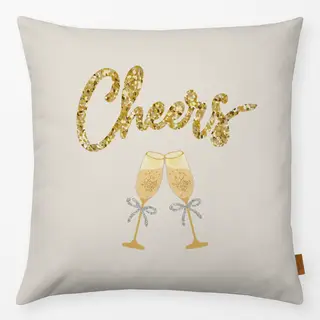 Kissen Cheers Zwei Gläser Gold Beige