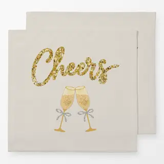 Servietten Cheers Zwei Gläser Gold Beige
