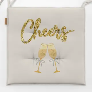 Sitzkissen Cheers Zwei Gläser Gold Beige