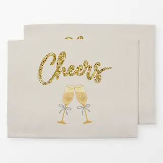 Tischset Cheers Zwei Gläser Gold Beige