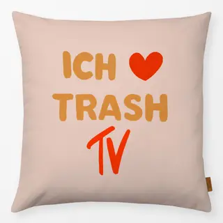Kissen Ich Liebe Trash TV Beige