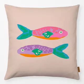 Kissen Fische Bunt Auf Beige