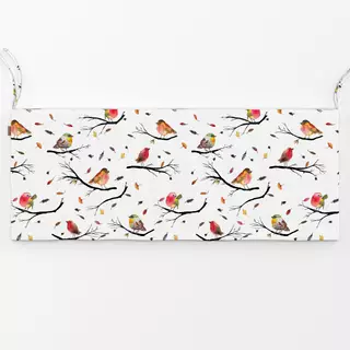 Bankauflage Winter Bird Branches Red