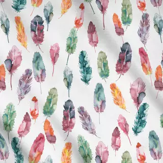 Meterware Aquarell Frühling Boho Feder