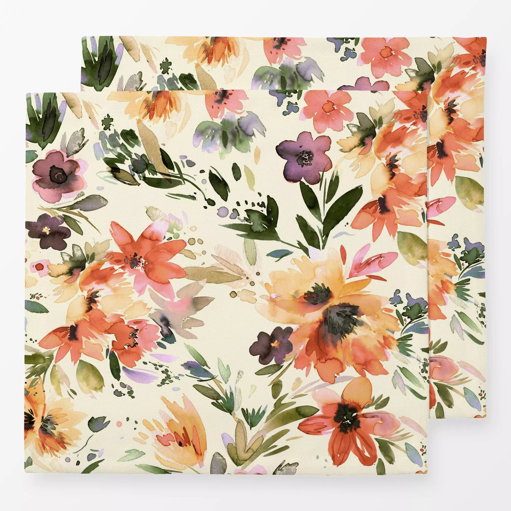 Servietten Tropical Spring Flowers Sage - Blumen & Florales, Frühling, Pflanzen & Botanik - von „Ninola Design "; boho, Aqua...