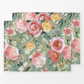 Tischset Pastell Pfingstrosen Bouquet