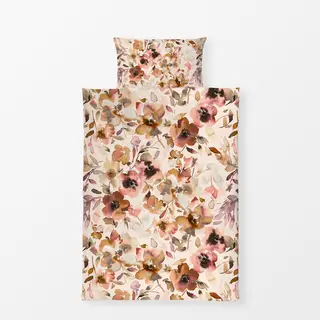 Bettwäsche Blumen Herbst Aquarell Terrakotta