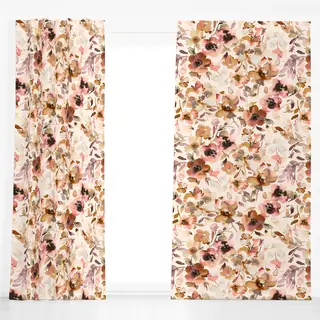 Dekovorhang Blumen Herbst Aquarell Terrakotta