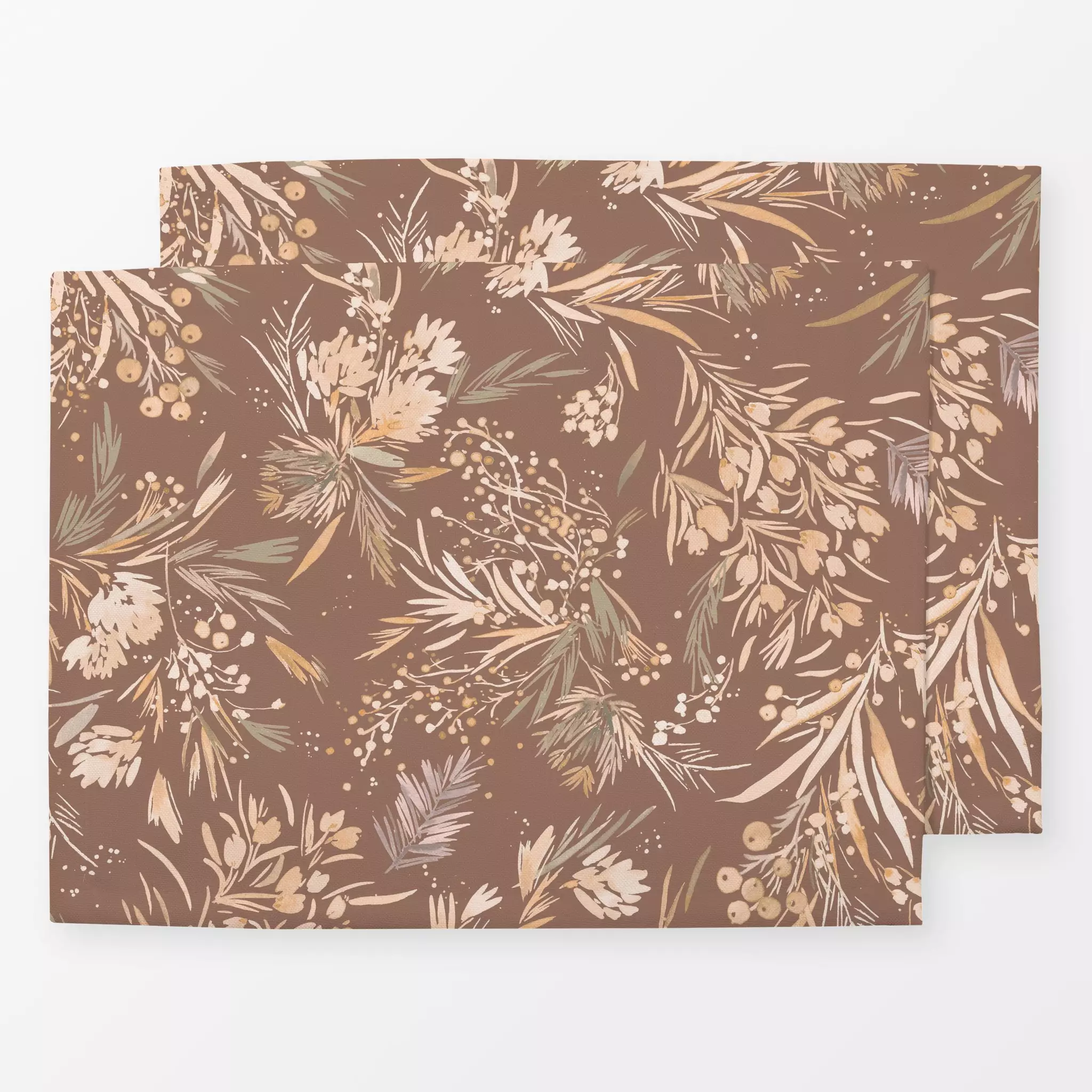 Tischset Festive Floral Mocha Mousse, Blumen, Sommer, von Ninola Design