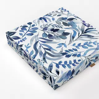 Bodenkissen Watercolor Leaves Sea Blue