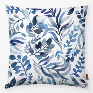 Kissen Watercolor Leaves Sea Blue