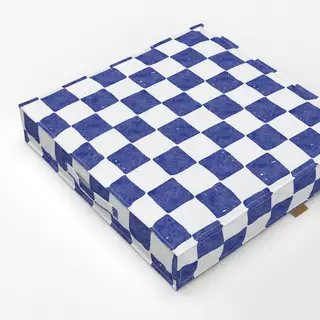 Bodenkissen Watercolor Blue Checker