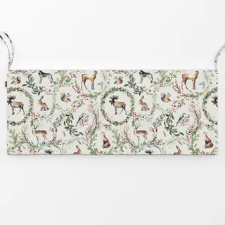 Bankauflage Weihnachten Toile Woodland Animals Rentier Wreath Botanical