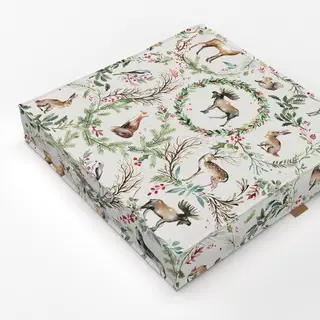 Bodenkissen Weihnachten Toile Woodland Animals Rentier Wreath Botanical