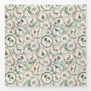 Tischdecke Weihnachten Toile Woodland Animals Rentier Wreath Botanical