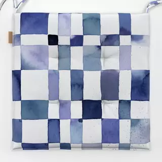 Sitzkissen Watercolor Checker Indigo