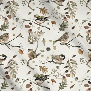 Meterware Vögel Herbst Bäume Äste