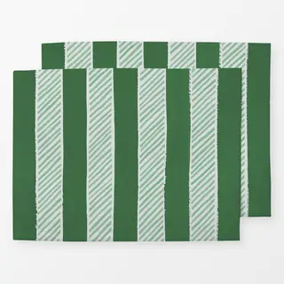 Tischset Artistic Streifen Weihnachten Handbemalt Grün