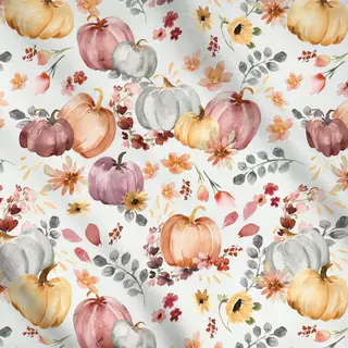 Meterware Kürbis Blumen Herbst