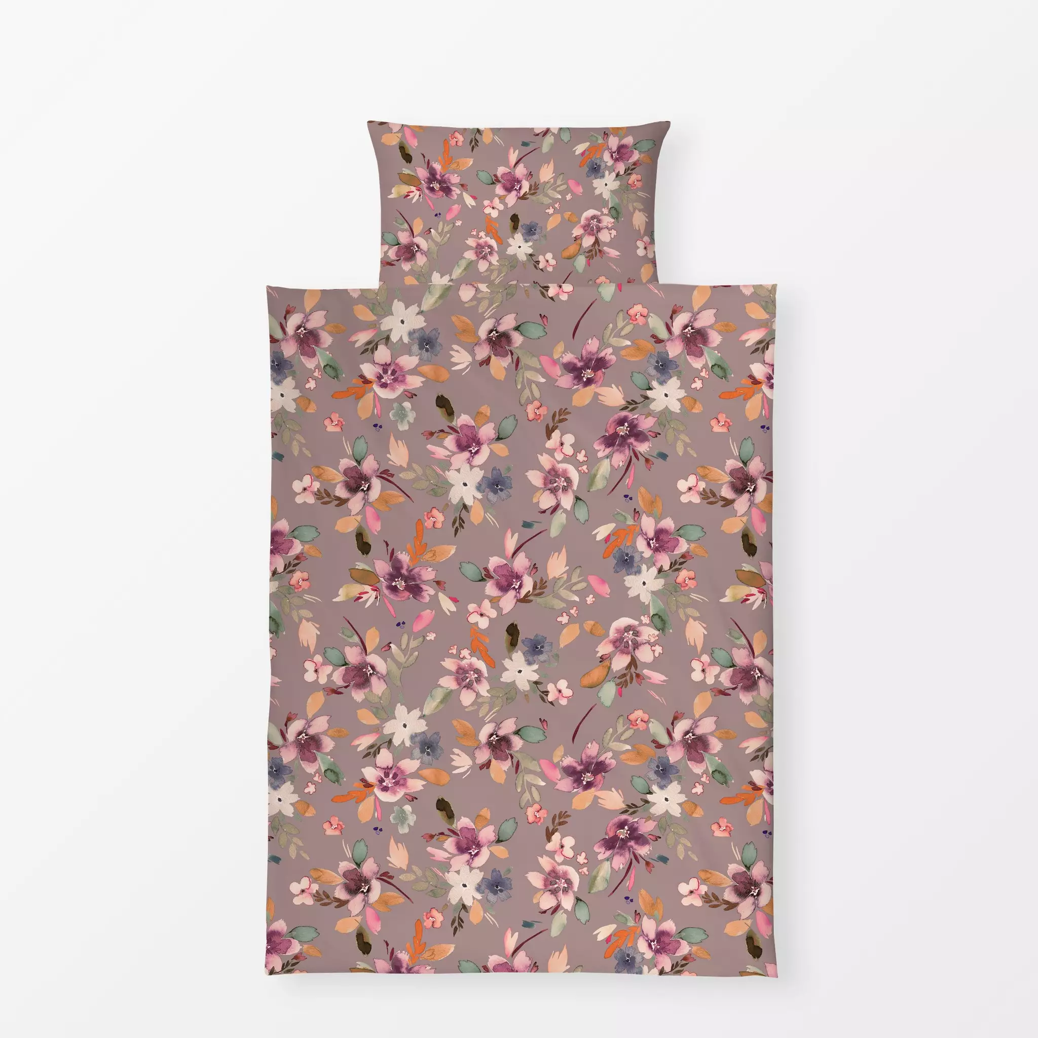 Bettwäsche Herbst Veilchen Terracotta - Blumen & Florales, Herbst, Pflanzen & Botanik - von „Ninola Design "; Aquarell, Blät...