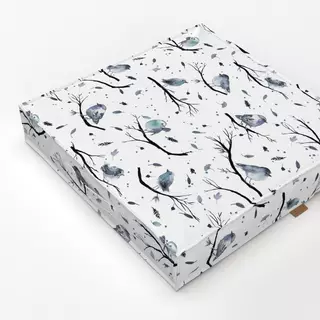 Bodenkissen Winter Bird Branches White