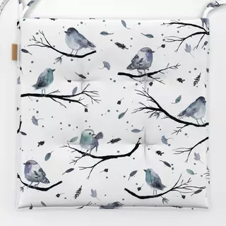 Sitzkissen Winter Bird Branches White