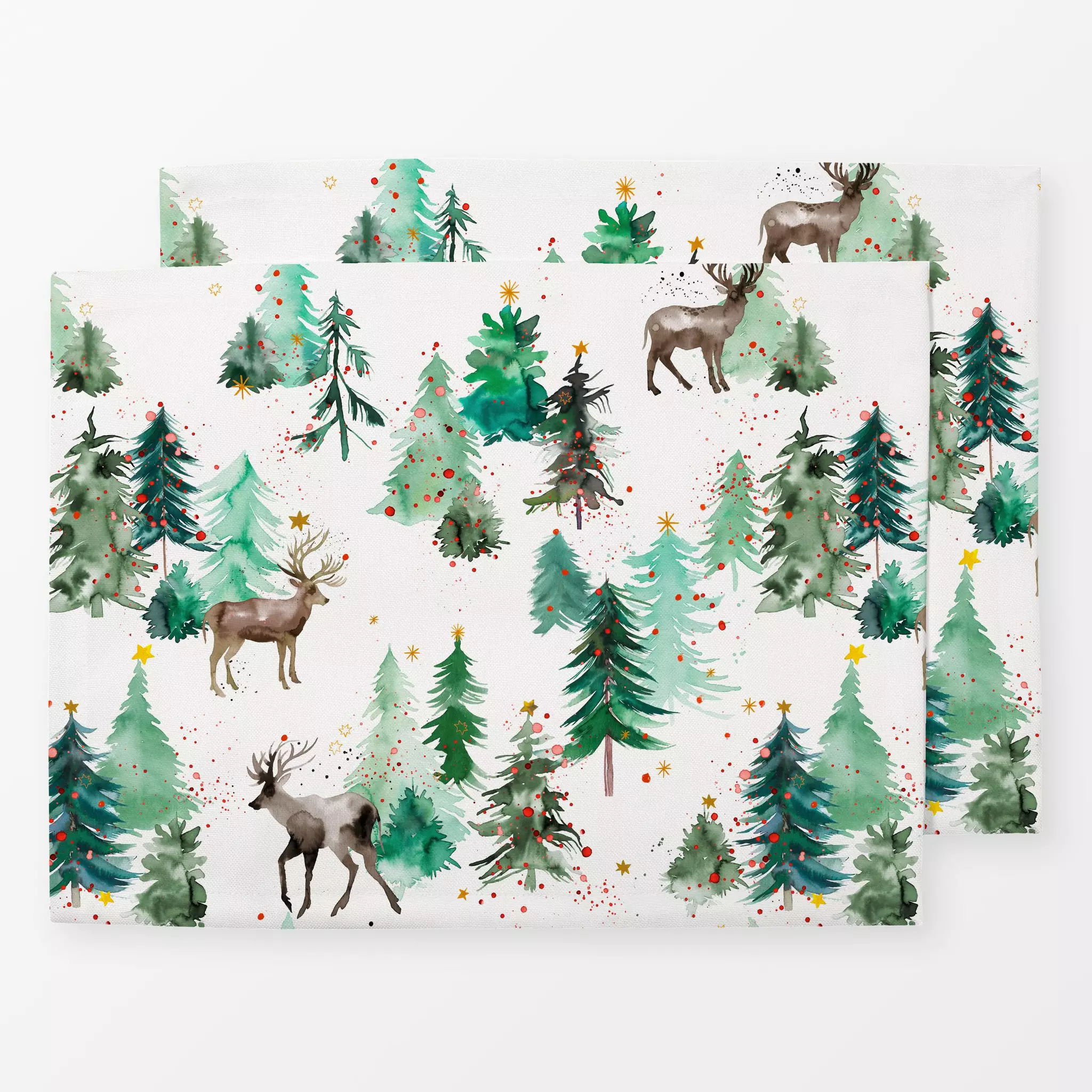 Tischset Reindeers Christmas Trees - Tiere, Weihnachten, Winter - von „Ninola Design "; Rentier, Weihnachtsbaum, Weihnachten...