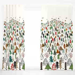 Dekovorhang Christmas Mountain Trees