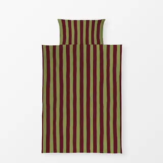 Bettwäsche Savanne Stripes Olive Burgundy