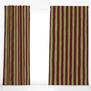 Dekovorhang Savanne Stripes Olive Burgundy