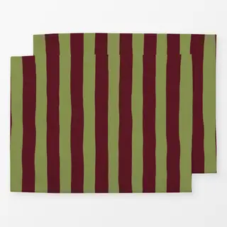 Tischset Savanne Stripes Olive Burgundy