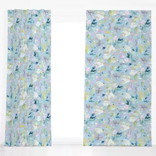 Dekovorhang Abstrakt Frühling Blumen Blau