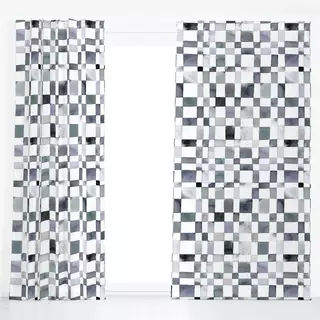 Dekovorhang Watercolor Checker Blue