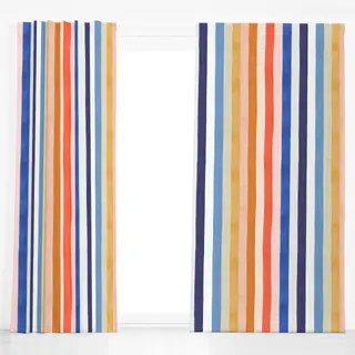 Dekovorhang Strand Streifen Aquarell Blau