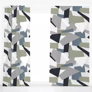 Dekovorhang Geo Scandi Formen Blau