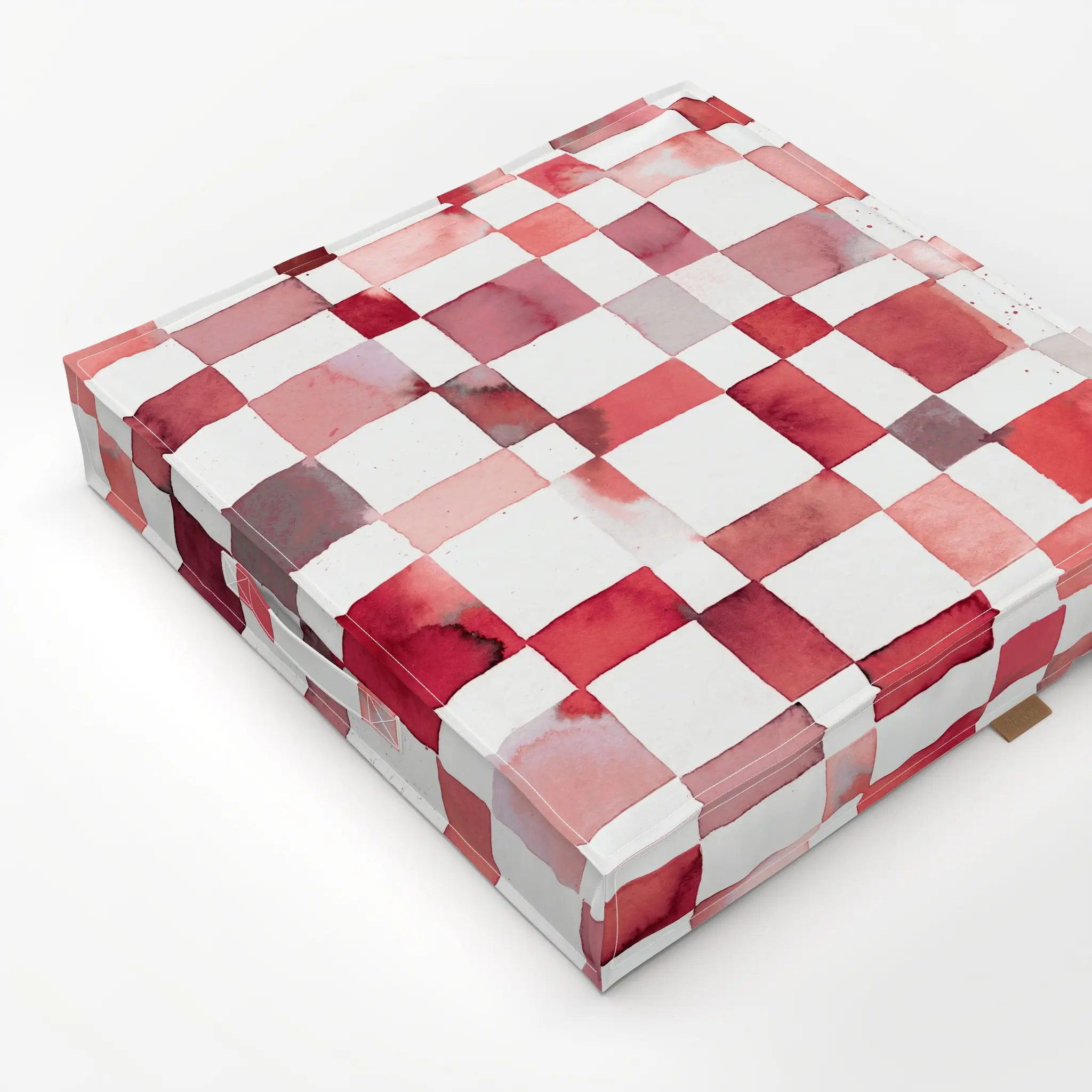 Bodenkissen Schachbrett Checker Checks Red - Symbole & Muster - von „Ninola Design "; Aquarell, Geometrisch, Weihnachten, mo...