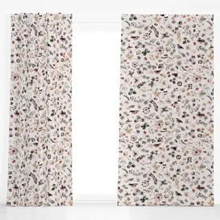 Dekovorhang Wild Pflanzen Cottagecore Beige
