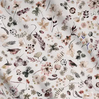 Meterware Wild Pflanzen Cottagecore Beige