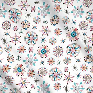 Meterware Winter Snow Stars Crystals Red
